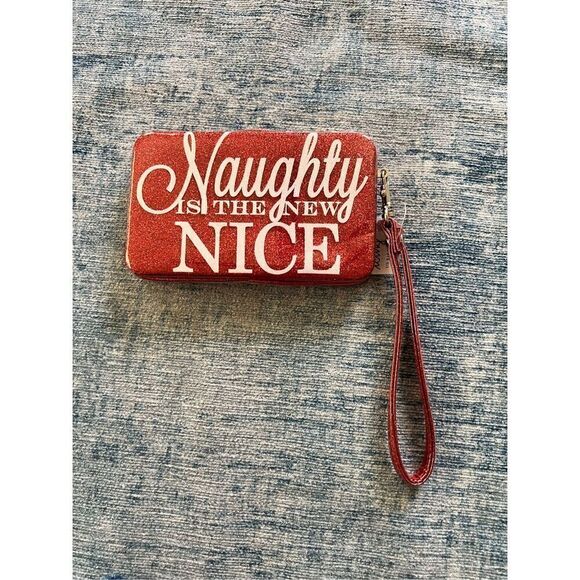 Icing Red Glitter Naughty Is The New Nice Smart Phone Wristlet - Picture 1 of 8
